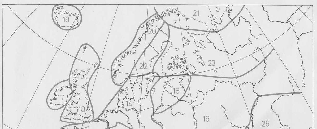 Ekoregiony Evropy podle Illies, 1978 1. Iberijský polostrov 2. Pyreneje 3. Apeninský polostrov 4. Alpy 5. Dinarská oblast 6. Egejská oblast 7. Pontická oblast Balkánu 8.