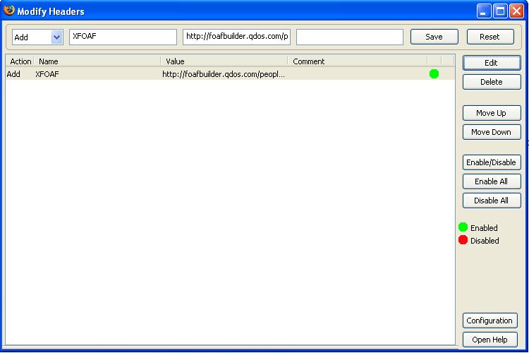 Rozšíření HTTP GET ve FireFoxu Plug-in Modify Header ke stažení na