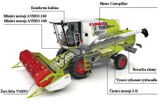 2.1.1.3 Avero Obr.3 Samojízdná sklízecí mlátička CLAAS AVERO Sklízecí mlátička AVERO je určena pro menší farmáře nebo zemědělské podniky.