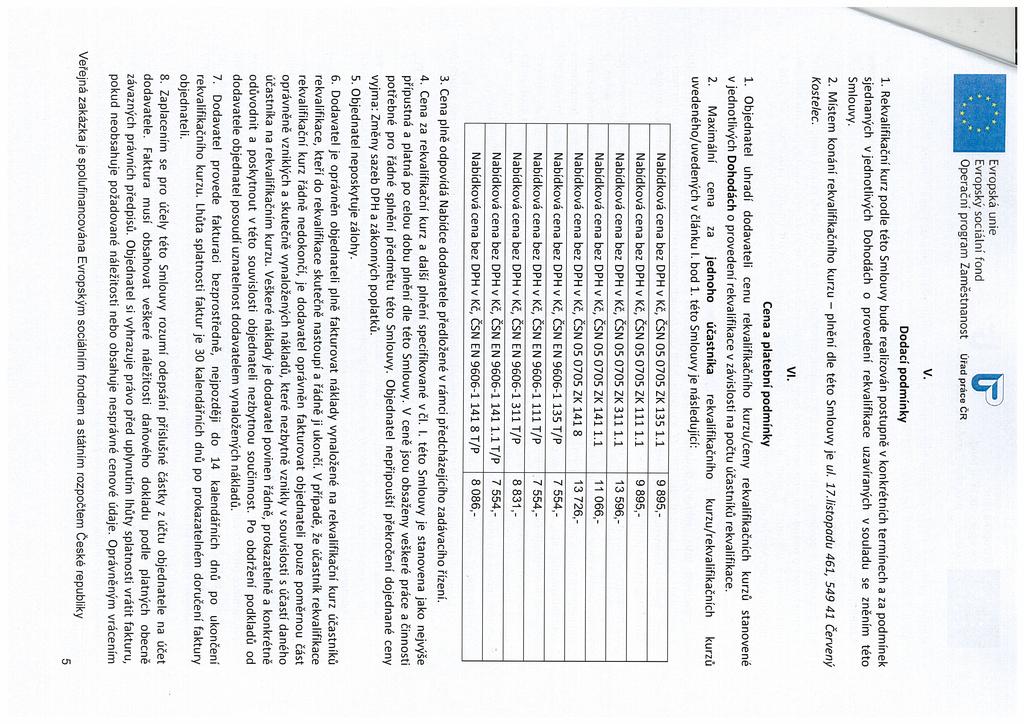 Evropský sociální Operační programfond Zaměstnanost Urad práce CR V. Dodací podmínky 1.
