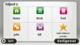 Ukázat časté cíle Zařízení TomTom navigation module můžete nastavit tak, aby se při každém spuštění dotázalo, zda chcete naplánovat trasu do jednoho z často navštěvovaných míst.