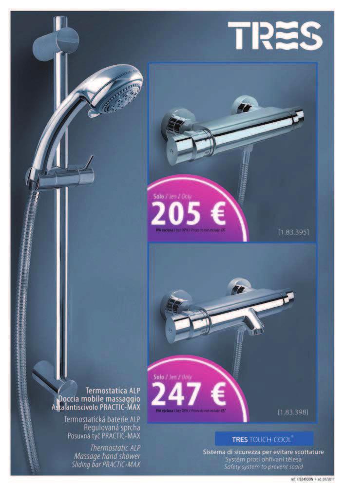 Posuvná PRACTIC-MAX Termostatická vanová baterie ALP Thermostatic bar-shower Massage hand shower Sliding bar PRACTIC-MAX Thermostatic shower ALP 1.845 BOX B ref. 1.83.