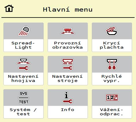 Obsluha AXIS EMC ISOBUS 4 4.3 Hlavní menu Obrázek 4.