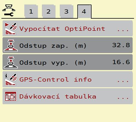 2: Menu Nastavení hnojiva AXIS-H, záložka