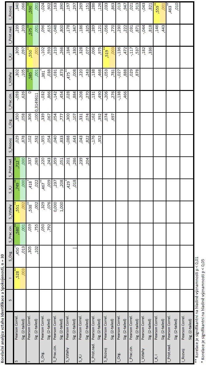 Příloha H: Tabulka 9 - Korelační analýza