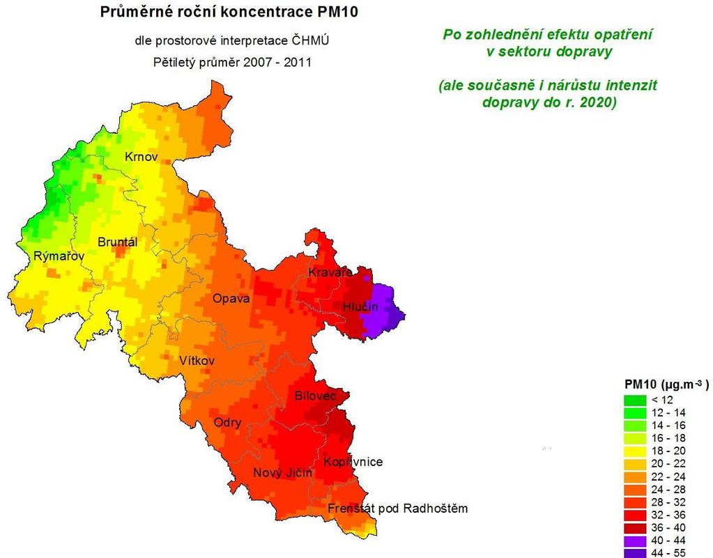 Obrázek 52: Modelové vyhodnocení dopadu nově stanovených dopravních opatření, zóna