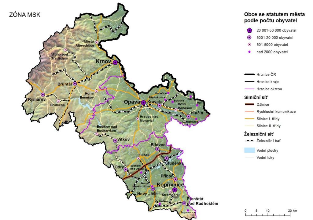 Obrázek 3: Geografická mapa zóna CZ08Z Moravskoslezsko Zdroj: ČSÚ, zpracováno Ekotoxa B.2.