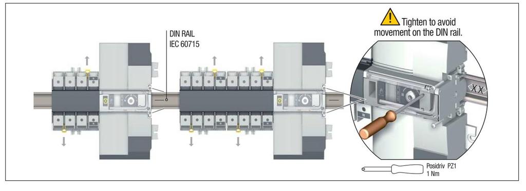 Montáž na lištu DIN Lišta DIN dle IEC 60715!