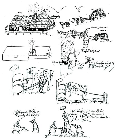 ARCHEOLOGIA TECHNICA / 23 18 kovářské zpracování rozlámána na menší manipulovatelné části. Původní výška šachty byla asi do 3 m, na konci 16. století však dosáhla výška šachty kusové pece až 5 m.