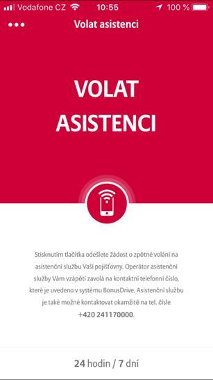 V situaci, kdy se třeba nejedná o vážnou havárii, ale přesto potřebujete rychlou pomoc, tak stisknutím tlačítka odešlete žádost o zpětné volání na asistenční službu vaší