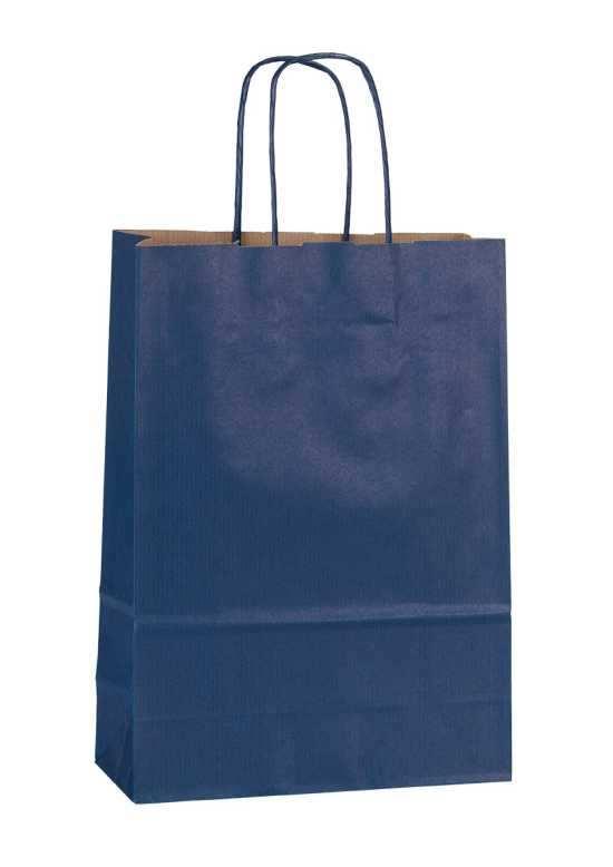 150 6 112,- Papírové tašky modrá sulfátová s krouceným
