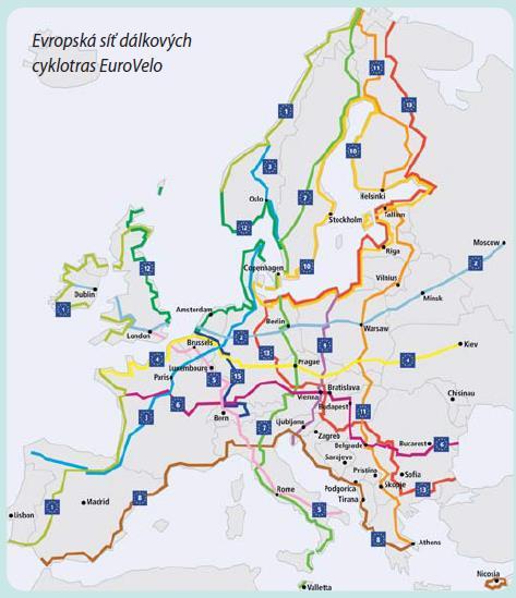 Evropská síť dálkových cyklotras EuroVelo Pramen: https://www.cyklodoprava.