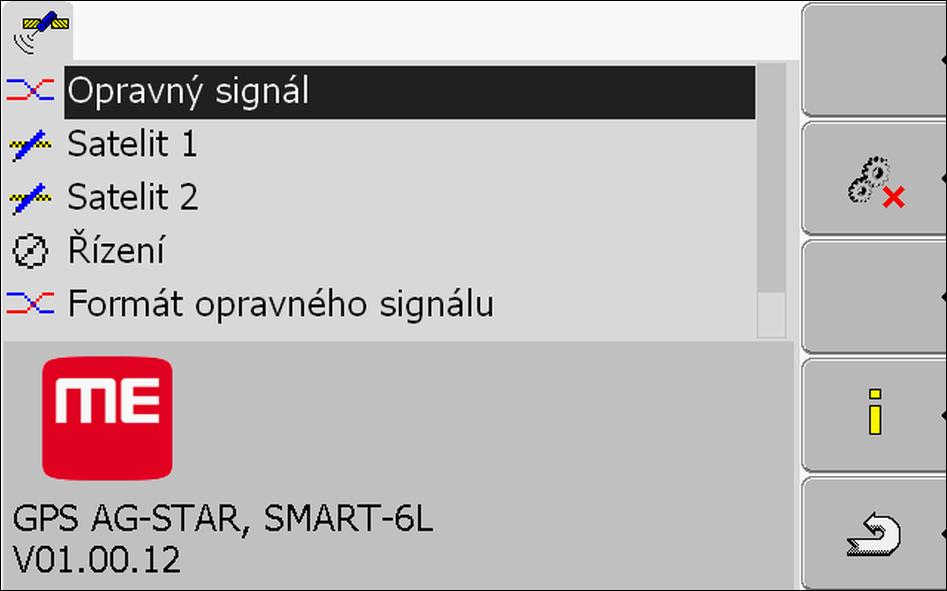 7 Konfigurace terminálu v aplikaci Service Přijímač GPS 1. Přejděte na obrazovku GPS : Service Zobrazí se tato obrazovka: 2. - Klikněte na požadovaný parametr.