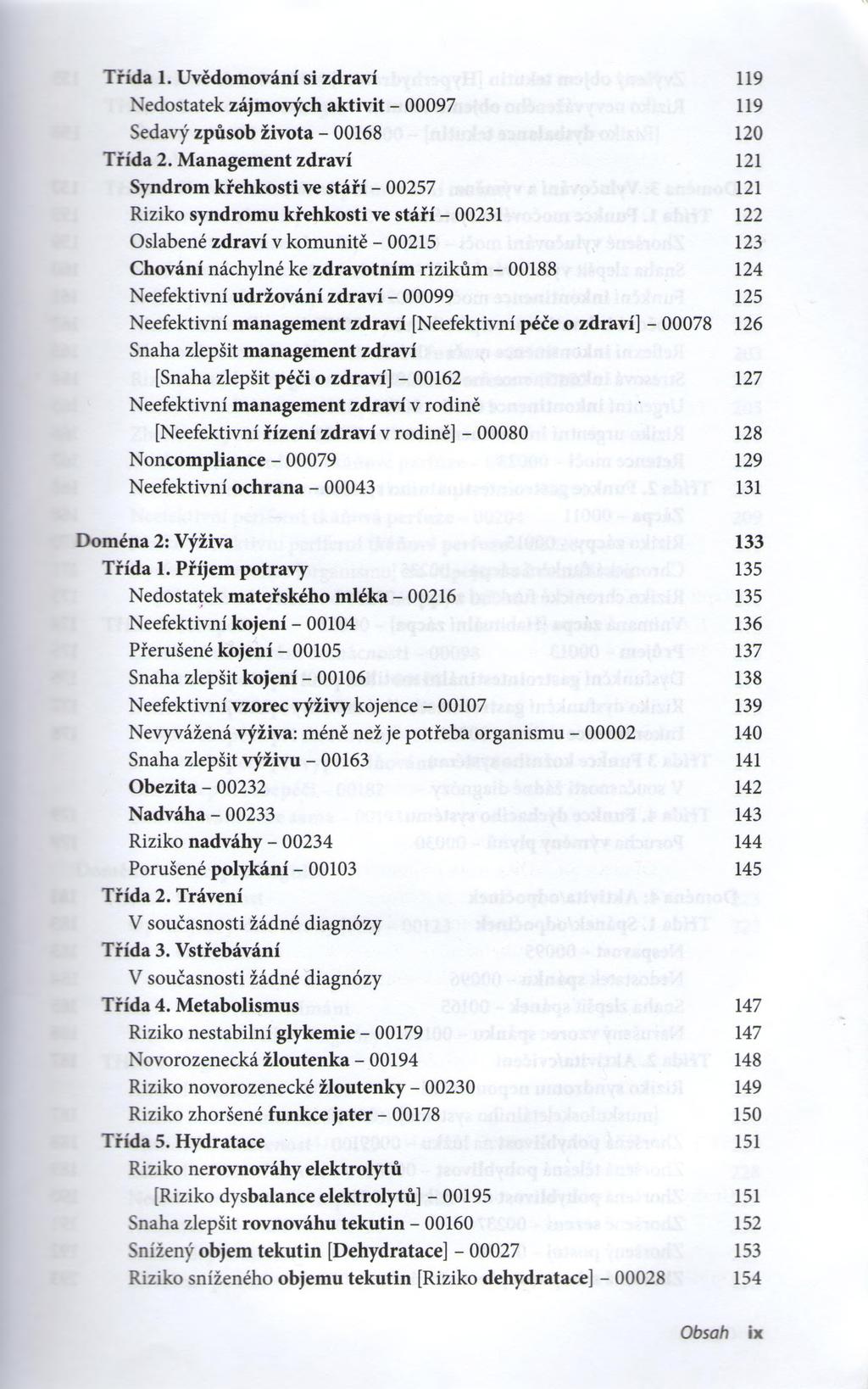T řída 1. Uvědomování si zdraví 119 Nedostatek zájmových aktivit - 00097 119 Sedavý způsob života - 00168 120 Třída 2.