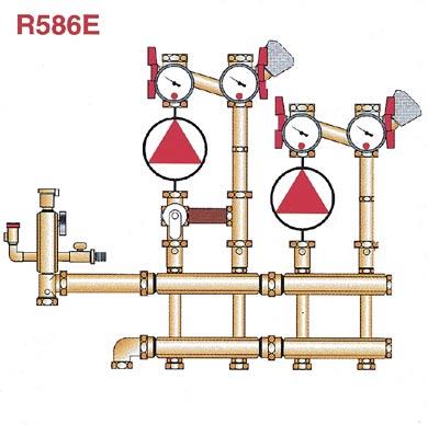 Univerzální dvojitá kotlová sestava s třícestnými směšovacími ventily R296.
