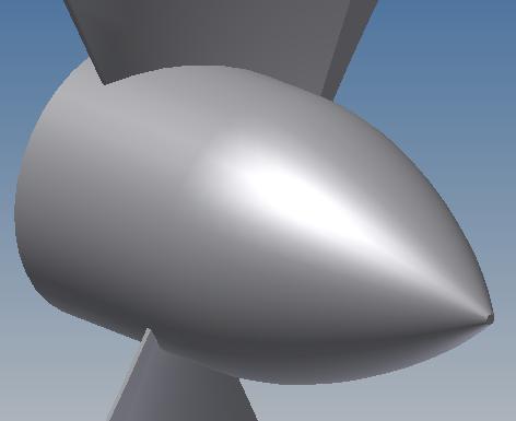 5. 1. 2 Modelování náboje Náboj je vytvořen rotací paraboly (viz kap. 4.2) kolem osy. Špička náboje je seříznuta tak, aby vznikla ploška o průměru 3 mm.