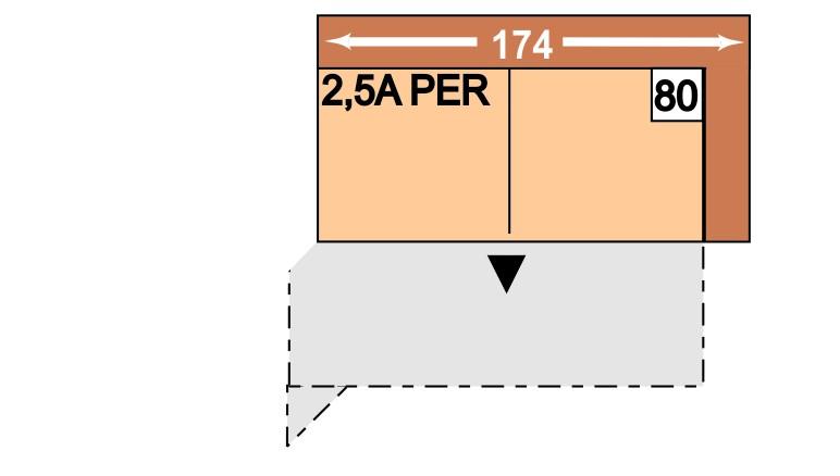 121 cm 79 2,5APEL 80 2,5APER 174 2,5sedák s funkcí trapézoéo příčnéo lůžka, područka leo nebo prao, možné pouze kombinaci s trapézoými roy není možné s VZ/EVZ Ploca lůžka: 208 x 121 cm