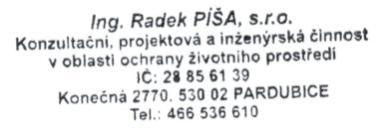 Konzultační, projektová a inženýrská činnost v oblasti životního prostředí Konečná 2770 530 02 Pardubice tel: 466 536