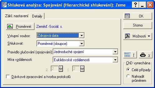 Vícerozměrné statistické metody 15 / 19 Obrázek 9 První volba Vstupní soubor: Zdrojová data ponecháme, protože skutečně vycházíme z datové tabulky, nikoli z korelační matice.