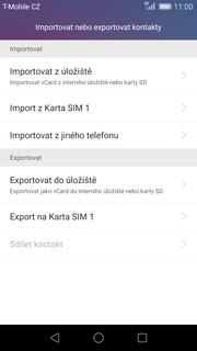 Kopírování ze SIM karty do telefonu Na domovské obrazovce stisknete ikonu Kontakty. 2.