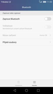 Bluetooth - Zap./Vyp. Na domovské obrazovce stisknete ikonu Nastavení. 2.