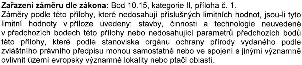 Zámìry podle této pøílohy, které nedosahují pøíslušných limitních hodnot, jsou-ii tyto limitní hodnoty v pøíloze uvedeny; stavby, èinnosti a