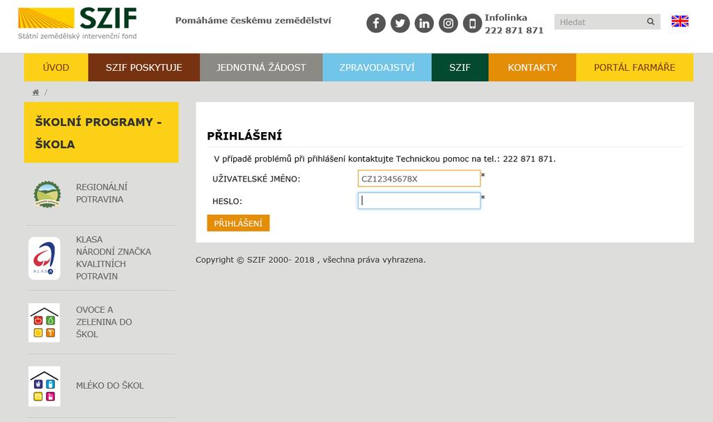 Ukázka přihlašovací stránky Ukázka přihlašovací stránky Zadává se uživatelské jméno ze zaslané zprávy do datové schránky školy (ID školy) a zaslané iniciální heslo.
