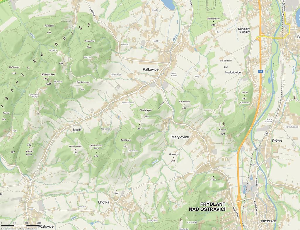 Zprávy Moravskoslezské pobočky ČBS 7, 2018 FLORISTIKA 47 1 Obr. 1. Vymezení studovaného území Podkladová mapa www.mapy.