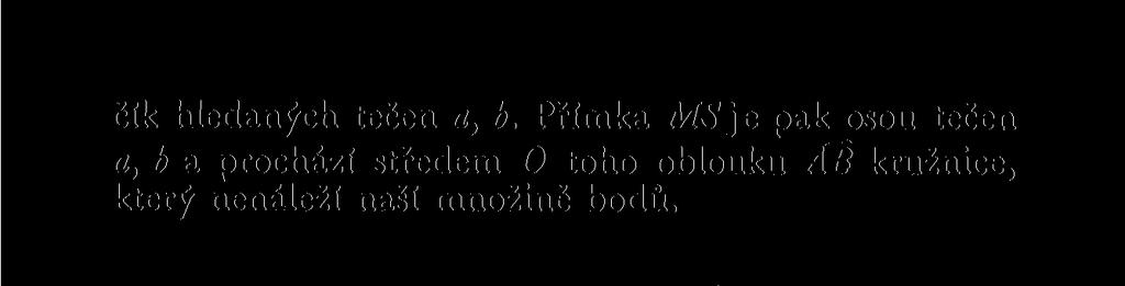 Přímka SO protne kružnici g ještě v bodě M. Přímky a = MA, b = MB jsou tečny hledané kružnice k, kterou již snadno sestrojíme.