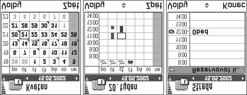 Typy zobrazení kalendáøe Zobrazení mìsíce V zobrazení mìsíce pøedstavuje jeden øádek jeden týden. Datum dne¹ního dne je podtr¾eno.