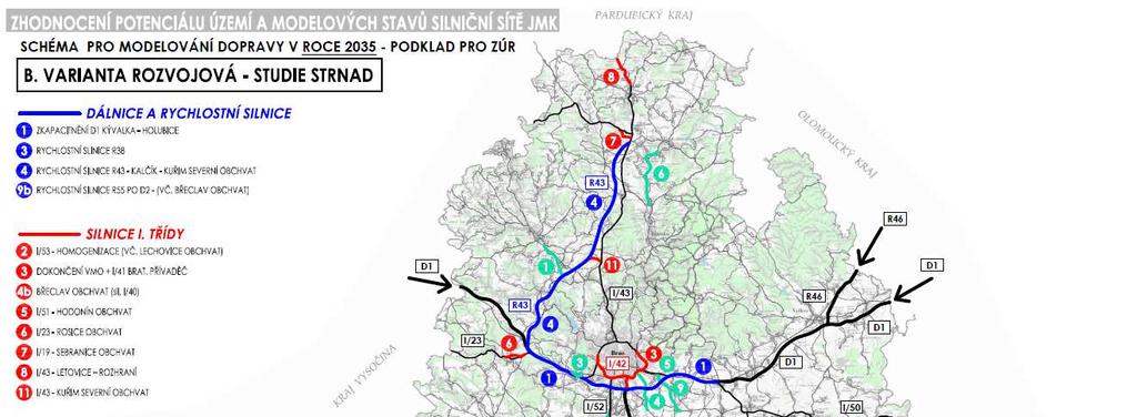 životního prostředí, dále Vyhledávací studie trasy silnice R43 Boskovickou brázdou v úseku mezi Troubskem a Kuřimí (HBH Projekt, s. r. o.