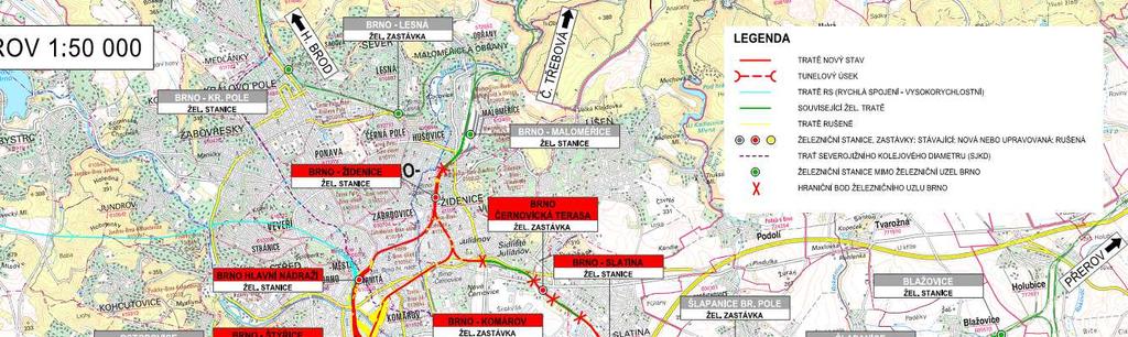 ŽUB var. B Petrov zdroj: Studie proveditelnosti železničního uzlu Brno varianta B (SUDOP Brno, spol. s r. o.