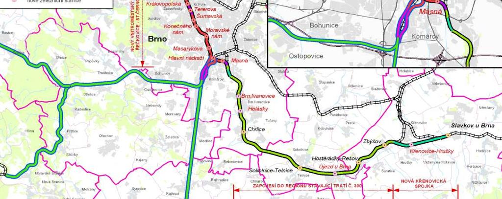 V souvislosti s aktuálním prověřováním variant přestavby ŽUB včetně polohy osobního nádraží je nezbytné připustit i změny ve vedení dlouhodobě sledované trasy SJKD v městském prostředí s návaznostmi