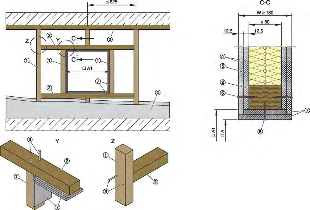 Lehké příčky s dřevěnou nosnou konstrukcí 5.7 Lehké příčky s dřevěnou nosnou konstrukcí Obr.