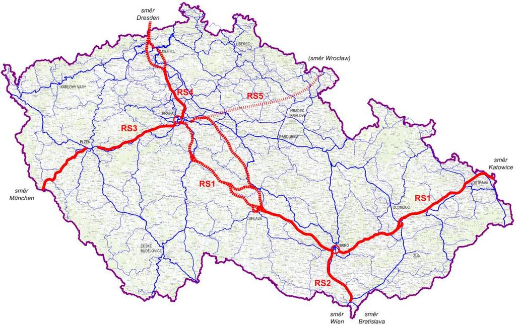 Vysokorychlostní železniční síť v České republice a její současnost Vysokorychlostní tratě novostavby tratí s