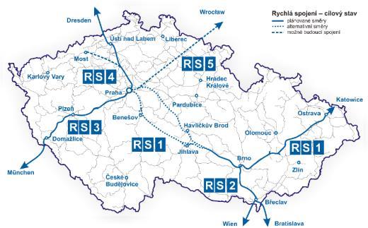 novostavby vysokorychlostních tratí (VRT), tratě vysokorychlostní modernizované i modernizované konvenční tratě