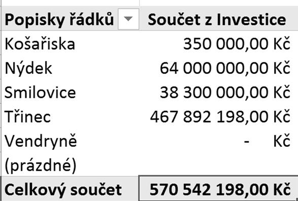 Vytvoření on-line prostředí na sledování investičních potřeb a