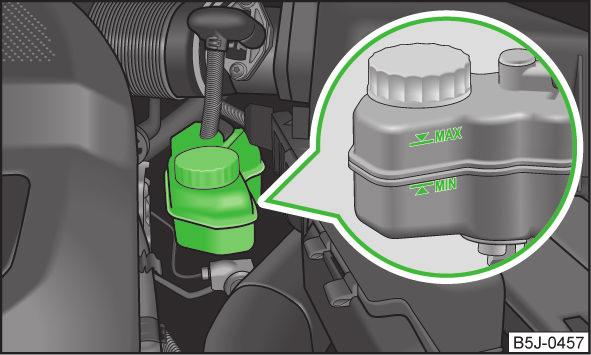 Vypněte motor. Nechte motor vychladnout. Položte hadr na uzávěr vyrovnávací nádržky chladicí kapaliny a opatrně ho vyšroubujte. Doplňte chladicí kapalinu. Zašroubujte uzávěr, až slyšitelně zacvakne.