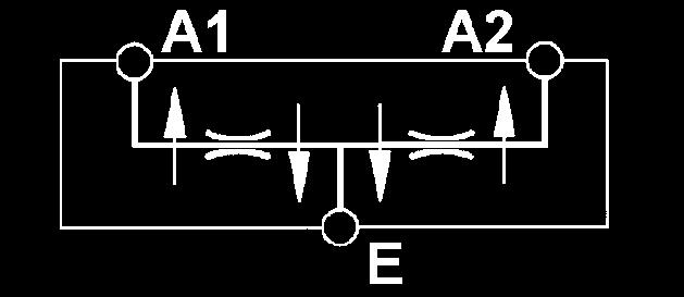 Pístové rozdělovací ventily Rozdělovací ventil funguje v obou směrech průtoku. Proud oleje, který by měl být v rozsahu uvedeném ve spodní tabulce, se rozdělí do dvou stejných proudů.