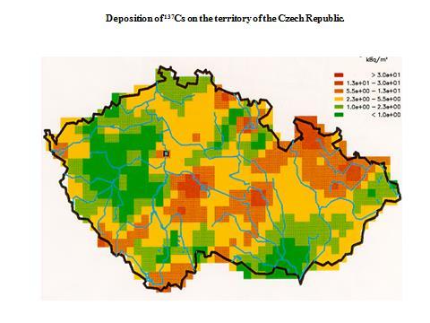 Depozice 137 Cs na území ČR v r. 1986.