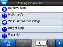 Jestliže se příliš mnoho míst POI nachází blízko sebe, může být tento seznam neúplný.