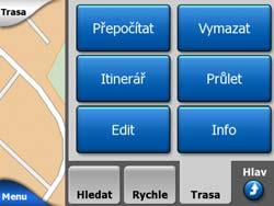 Změna barvy protokolu trasy (barva v okně pro volbu mapy), Zobrazení protokolu na mapě (tlačítko Na celou obrazovku), Přehrát: toto tlačítko stiskněte, chcete-li zobrazit simulaci uloženého protokolu