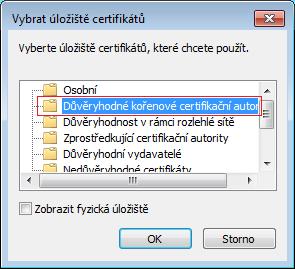 5) Na další straně průvodce vyberte možnost Všechny certifikáty umístit v následujícím úložišti a pokračujte tlačítkem Procházet.