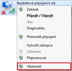 Vyberte bezdrátový adaptér (často pojmenovaný jako Bezdrátové připojení k síti), kterým se hodláte připojit k síťi a klikněte na něj