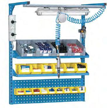 zásuvkami a vypínačem 2P 230V AC 10A I N=0,01A, 1 otočné rameno se 2 závěsy a Practiboxy.