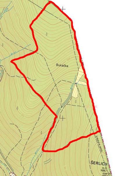 Orlické hory a Podorlicko 19: 235-266 (2012) Obr. 1. Základní mapa NPR Bukačka 1:10 000. Zdroj: http://sgi.nahlizenidokn.cuzk.cz/marushka/default.aspx?