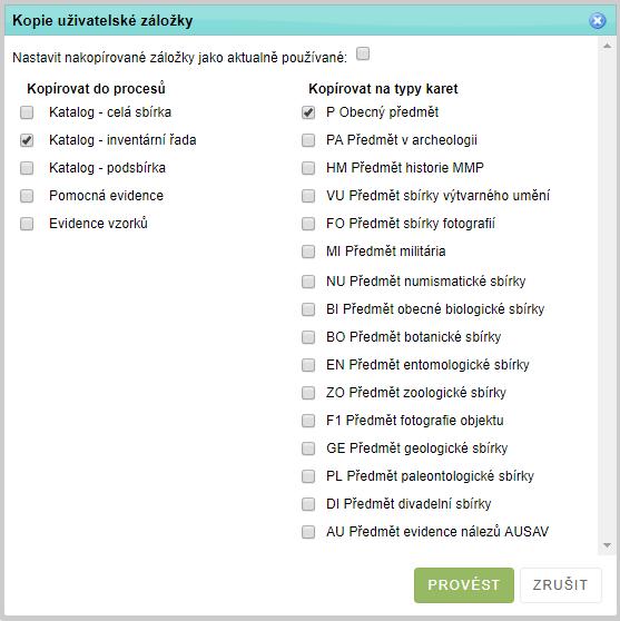 Pokud zároveň stisknete CTRL, můžete si záložku uložit pod vlastním názvem, který se vám pak nabídne při výběru záložky v konfiguraci úlohy ( ).