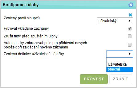 Šablona uživatelské záložky Při ukládání návrhu je možné záložku uložit jako šablonu (pokud máte oprávnění) a uvidí ji i ostatní uživatelé, kteří si ji mohou vybrat jako aktuální, a případně si ji