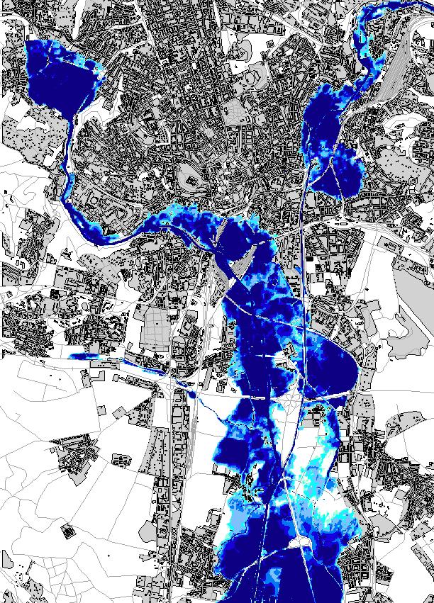 Rozsah rozlivu neovlivněné stoleté povodně ve Svratce Při neovliněné stoleté povodni, která je cca o 100m 3 /s vyšší