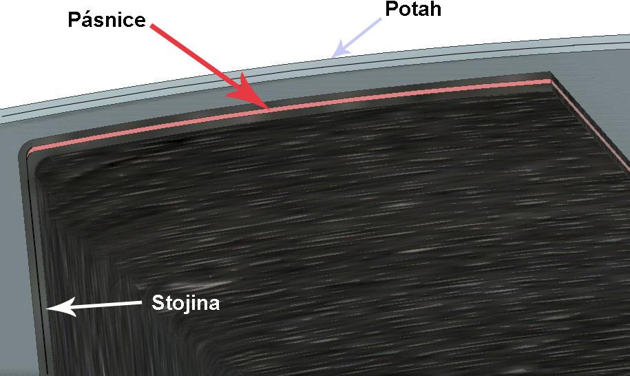 5 KONSTRUKČNÍ NÁVRH Nosník křidélka je umístěn tak, aby jeho stavební výška v dutině byla co nejvyšší. U kořene je to 61,8 mm a na konci křidélka 51,9 mm.